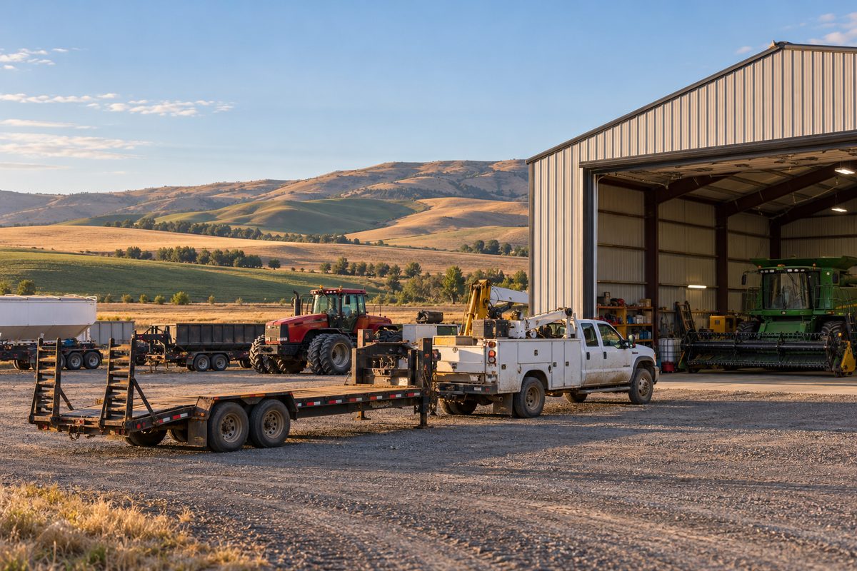 Three D Farms equipment staging area on Reservoir Road in Walla Walla.